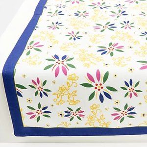 2pk Embroidered Table Runner Temp-tations Confetti White blue multi New